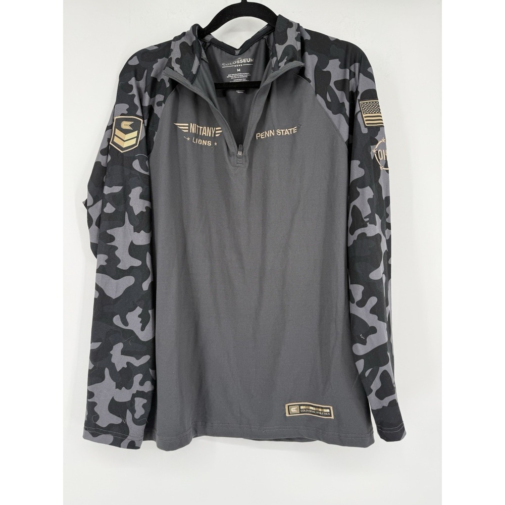 Penn State Nittany Lions Colosseum Camo 1/4 Zip Pullover Men's Medium Gray